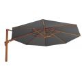 VirgoFlex Zweefparasol houtlook grijs 350 cm ronde parasol